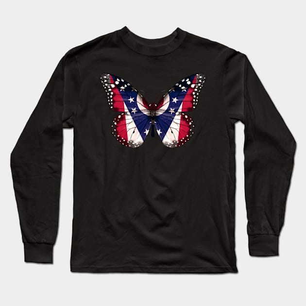 Ohio Flag Butterfly - Gift for Ohioan From Ohio OH Long Sleeve T-Shirt by Country Flags